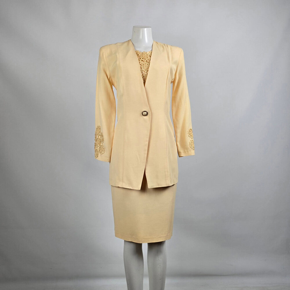 Vintage Yellow Blazer & Skirt Set Size 5/6